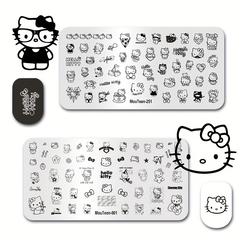 2pcs Of Cartoon, , Hello Kitty Nail Templates