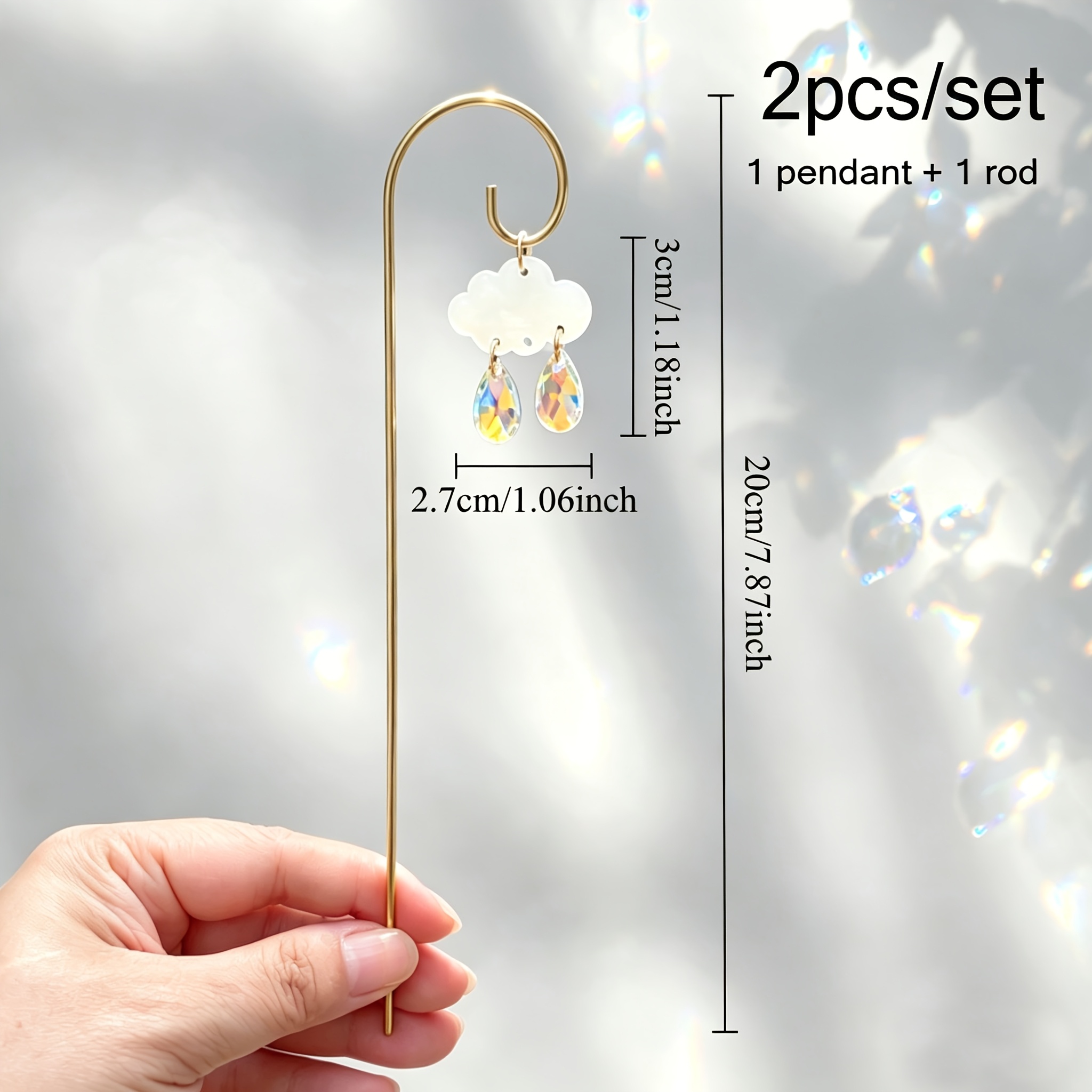 TEMU 【3d】 [3d] 2pcs Garden Decoration Ground Inserts, Shell Cloud + Crystal Raindrop Combination, Outdoor Ornaments, Courtyard, Lawn And Garden