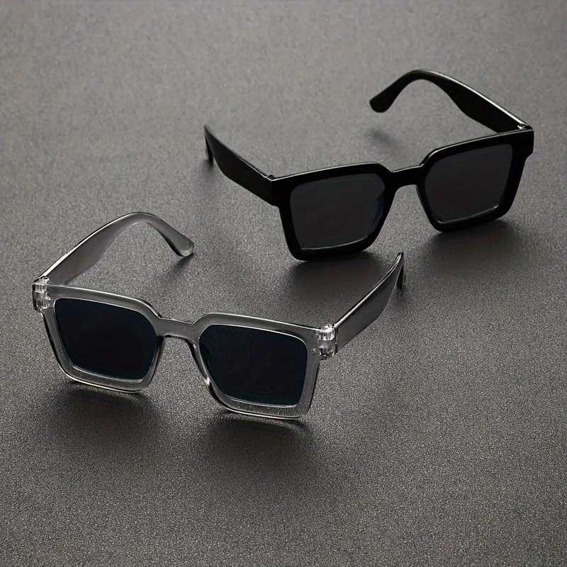 

2pc Men's Retro Square And Cool Two-in-one Suit Combination Fashion Glasses With Rhinestones