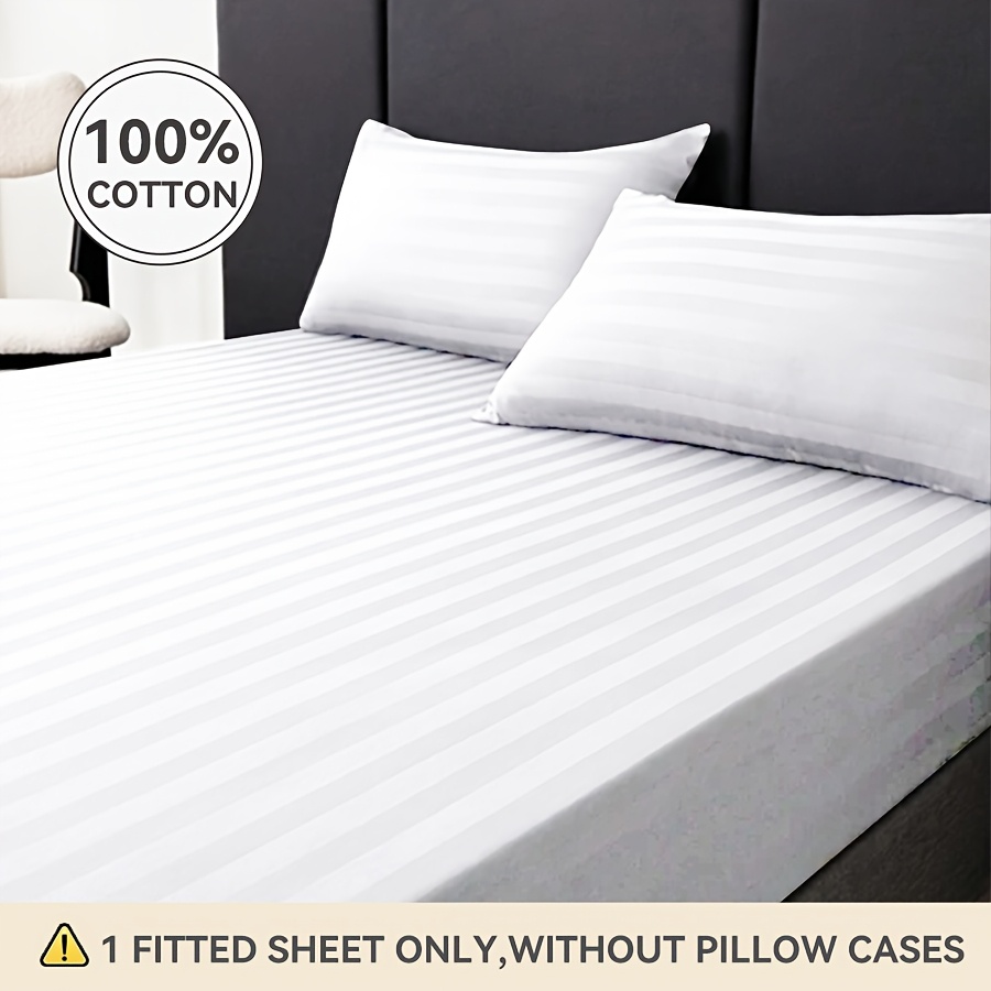 500tc Egyptian 2cm Striped Jacquard Fitted Sheet 1pc
