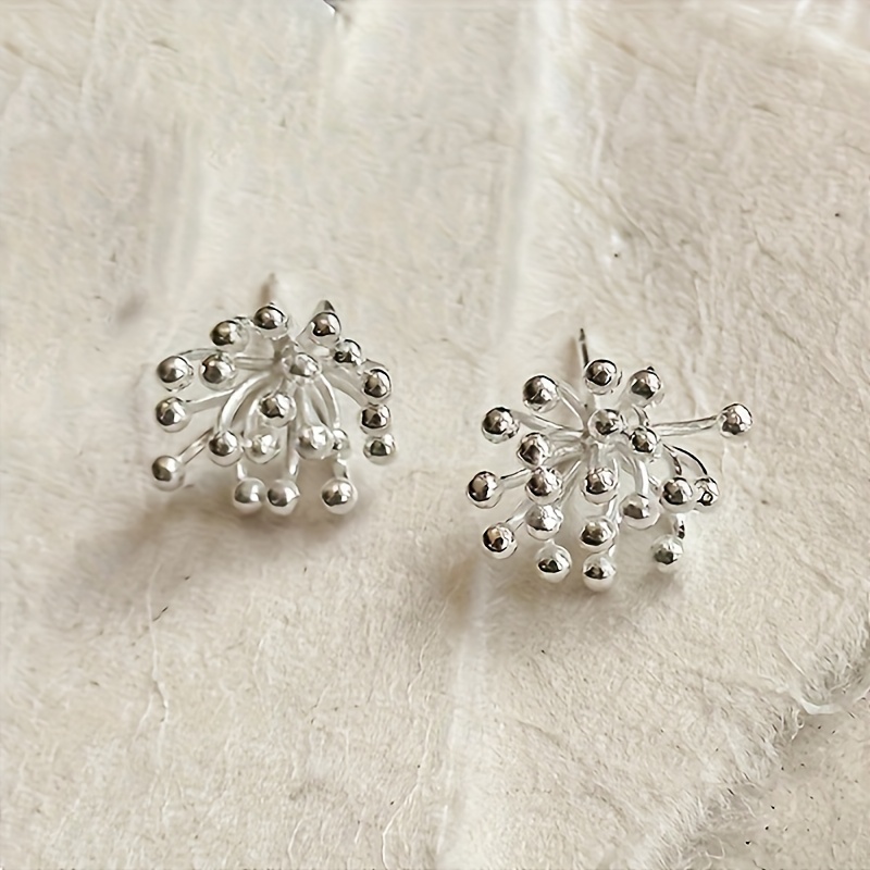 Image of Pair Of Blooming Fireworks 3d Flower Women's Stud Earrings, Suitable For Daily, Party, And Festive Occasions. Perfect Anniversary, Birthday Gift