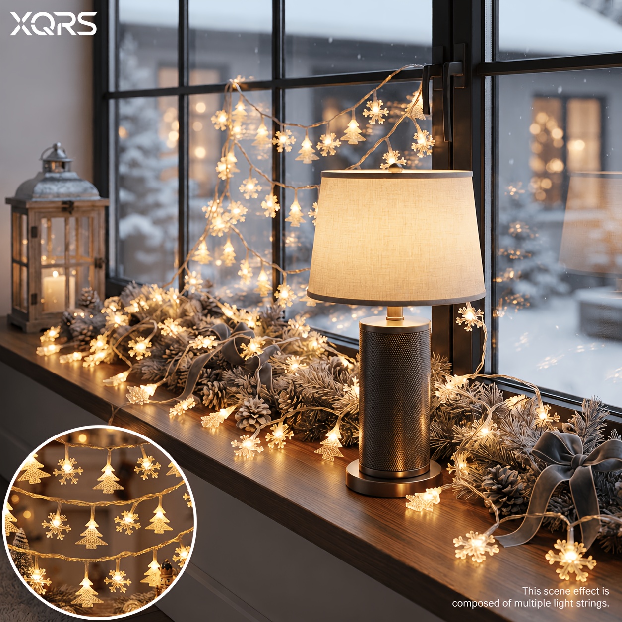 TEMU Guirlande lumineuse 1 pièce 202 cm/79,5 po à de neige et sapin de Noël - parfaite pour la décoration de fêtes festives, y Noël, Thanksgiving, le