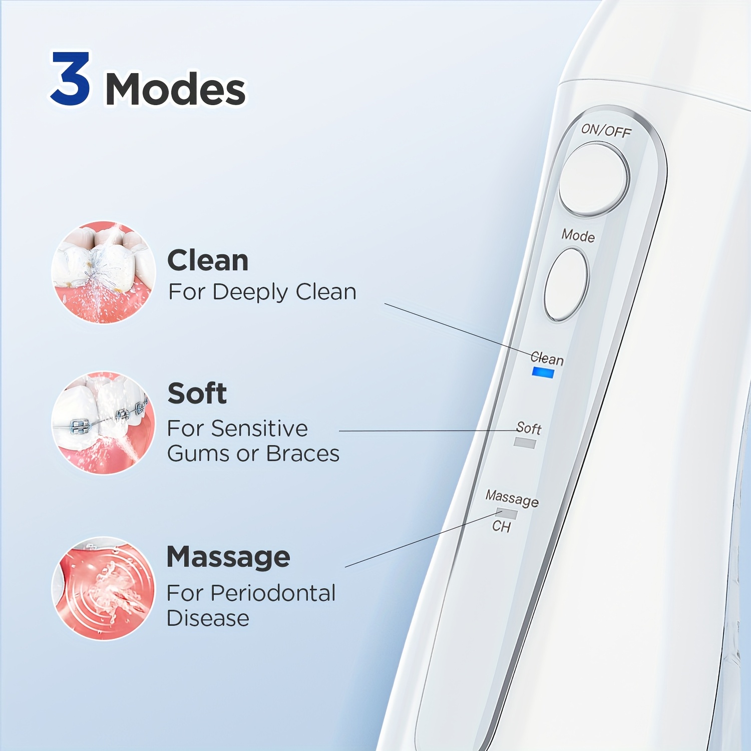 Hydropulseur Dentaire Portable – Sans Fil, Réservoir 300 Ml, 3 Modes, USB