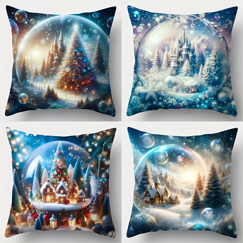 

4- Christmas Cushion , 17.7x17.7 , , , , -sided, Zippered, , Sofa For Decor