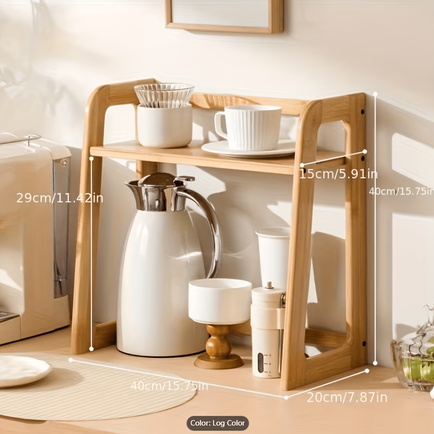 2-tier Desk Cup Holder And Organizer - Space- Countertop Shelf For Coffee Mugs, Tea Cups, Water Glasses - Tabletop Storage Rack, Wood-like (no Metal Parts, Easy Assembly), Utility Racks
