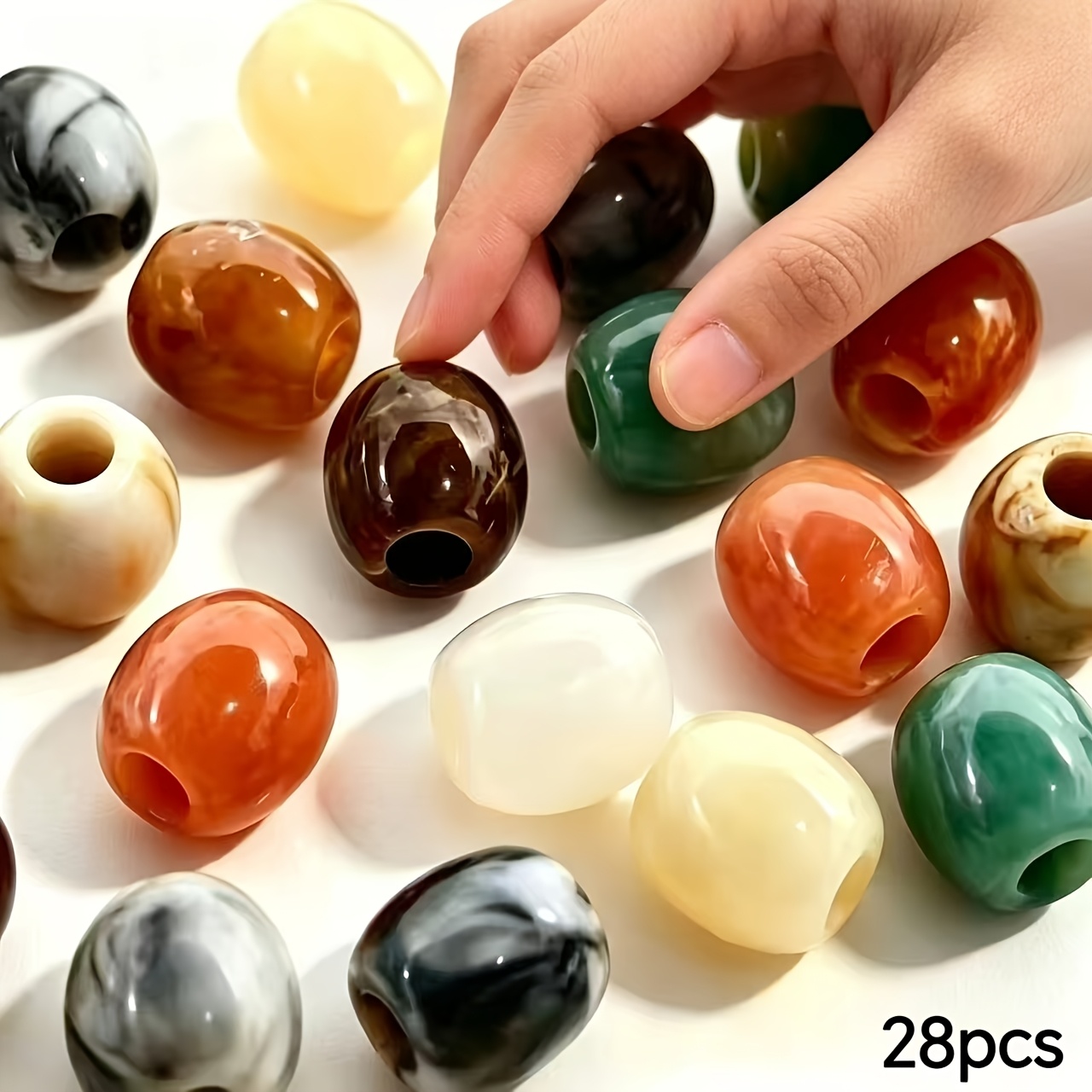 TEMU 28pcs 12mm Acrylic Imitation Ceramic Gradient Ombre Oval Beads For Making, Bracelets, Necklaces, Earrings, Clothing Accessories, Phone Charms,