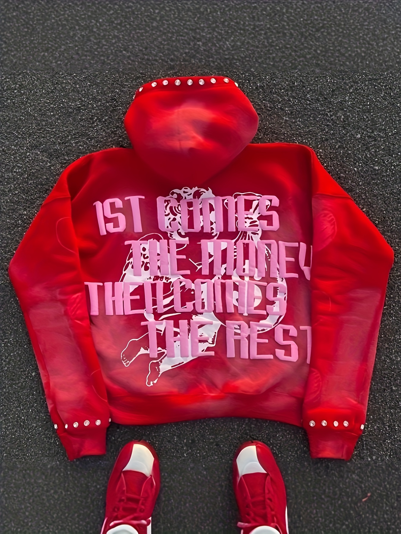 a red hoodie sold on Temu United States