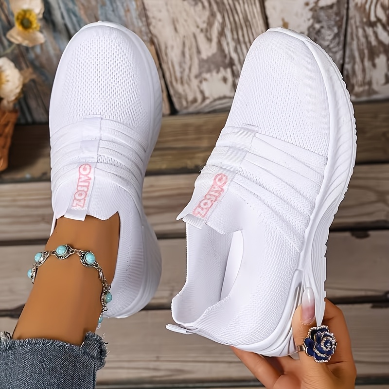 TEMU Baskets décontractées colorées et tendance pour femme grande taille, chaussures de course blanches en respirante et confortables, adaptées aux