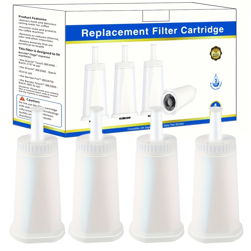 1/2/3/4pcs Water Filters for Sage Coffee Machine Models SES 990/ 980/ 500/  878/ 875/ 880/ 920/810, Appliances BES008 Softener for Sage