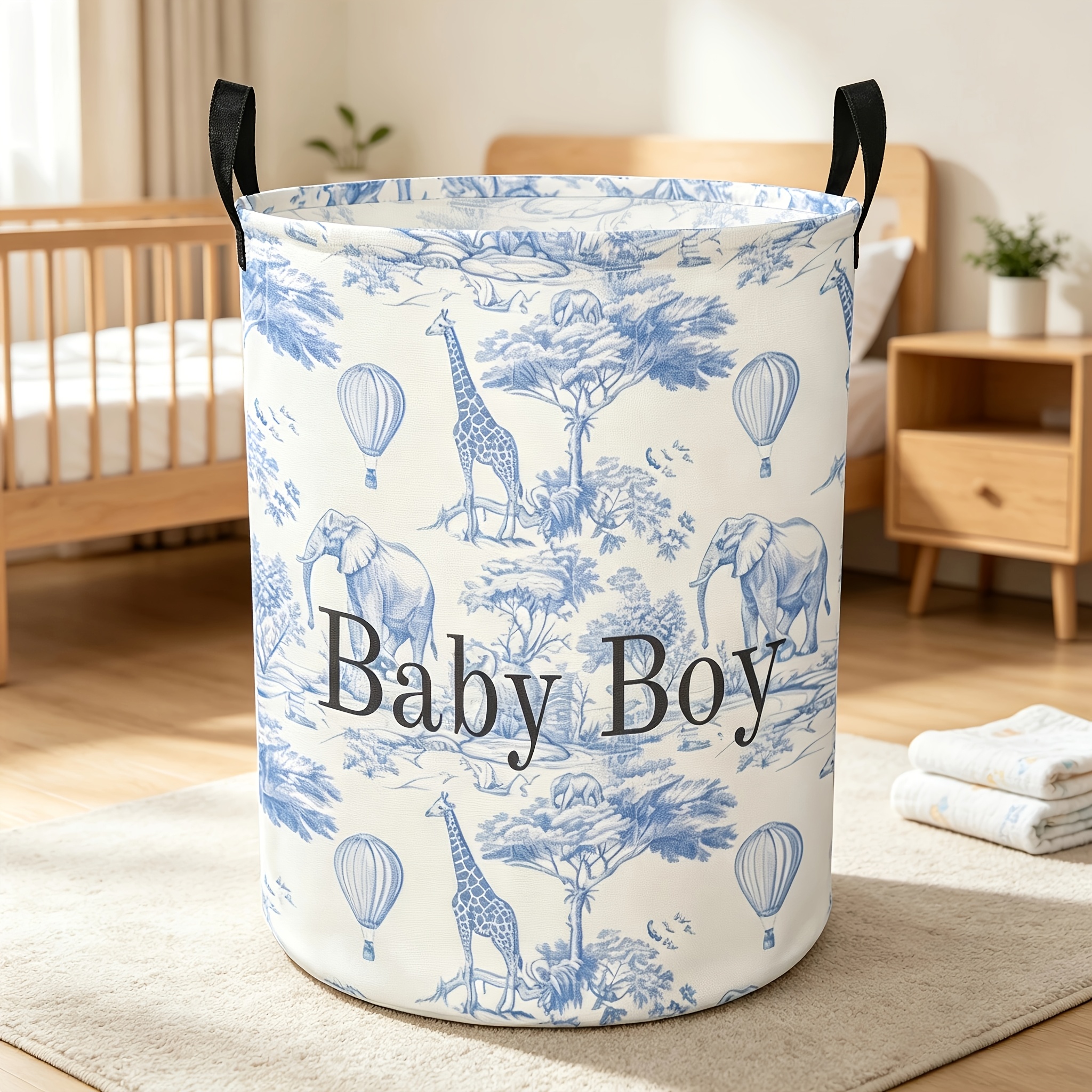 TEMU 1pc Animal Hot Air Balloon Laundry Basket & Storage Bin - Portable Foldable Large Round Hamper With Sturdy Handle, /dorm Suitable For Bedroom,