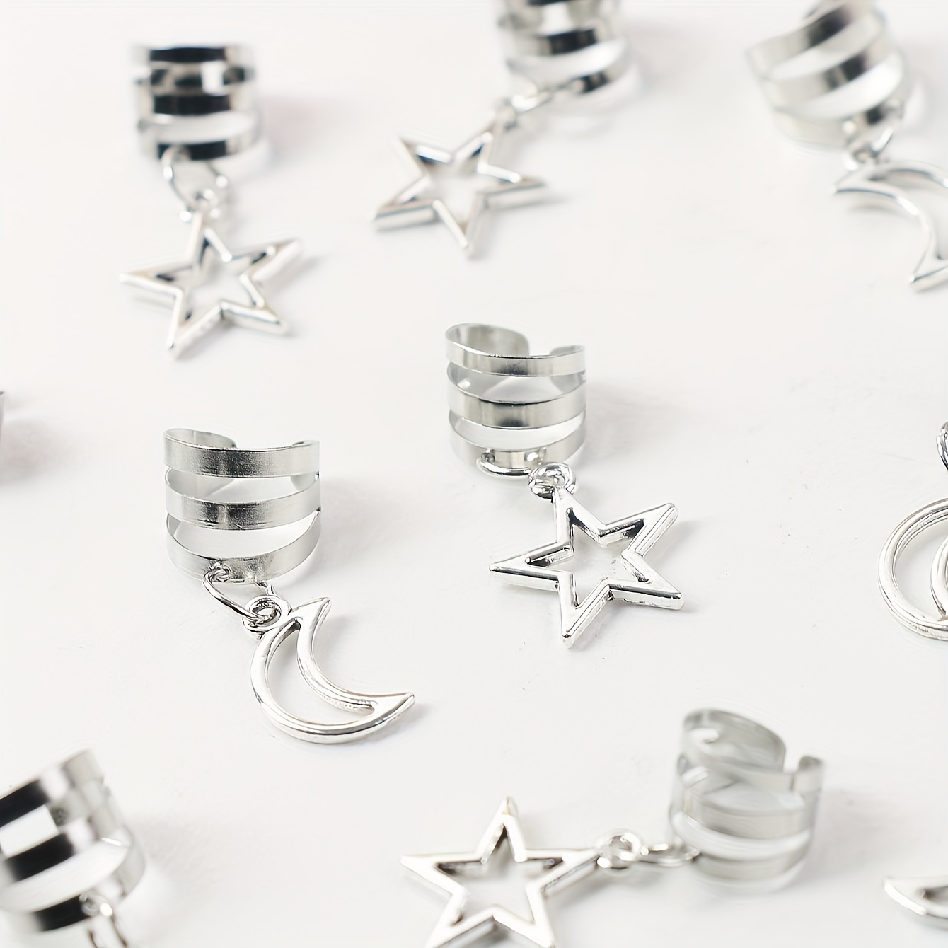 10pcs bohemian metal hair clips set hollow star moon design  display picture 1