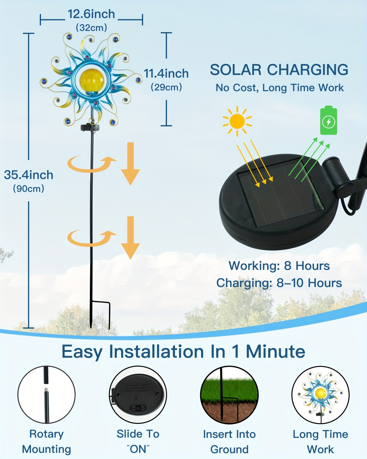 1pc solar outdoor lights garden lights outdoor decorative - Temu, image size:800x1000