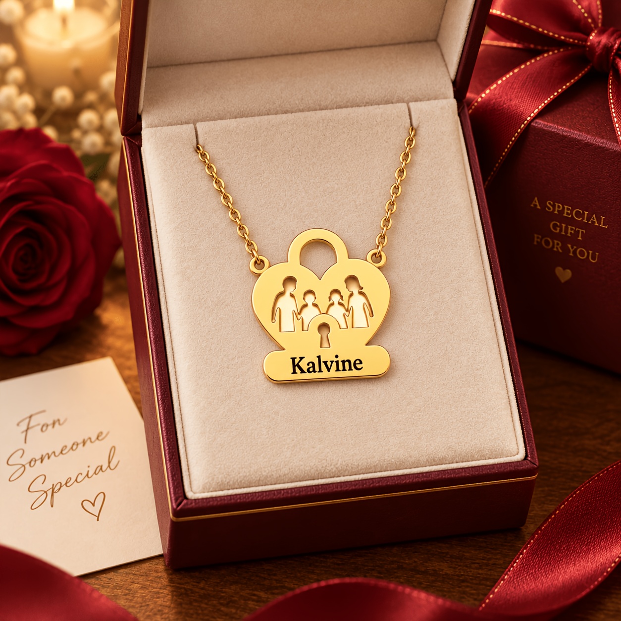 Personalized Family Name Lock-Shaped Necklace