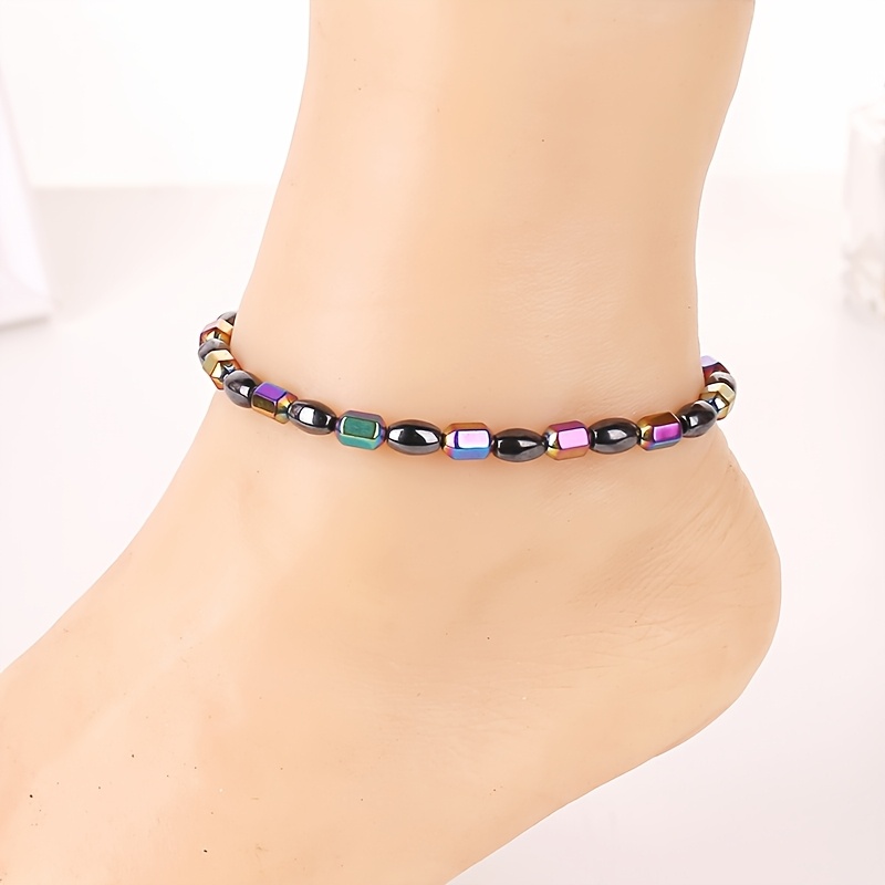 

Hematite Magnet Anklet Colored With Magnetic Anklet Magnet Stone Anklet Handmade Jewelry