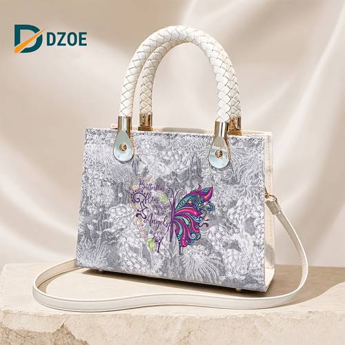 1pc chinese style womens printed handbag butterflies when angels are near pattern print in and with adjustable shoulder strap fashionable casual and lightweight luxury feel womens single shoulder and cross