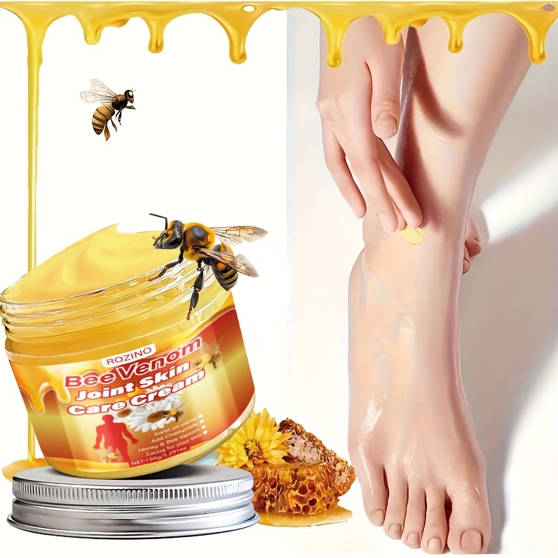 Bee Venom Joint Massage Cream | Contains Natural Ingredients Like Bee Venom, Chamomile, Aloe Vera, Moisturizes Joints, Protects Skin, Locks in Moisture, Softens And Smooths Skin, Suitable for All Skin Types, by ROZINO