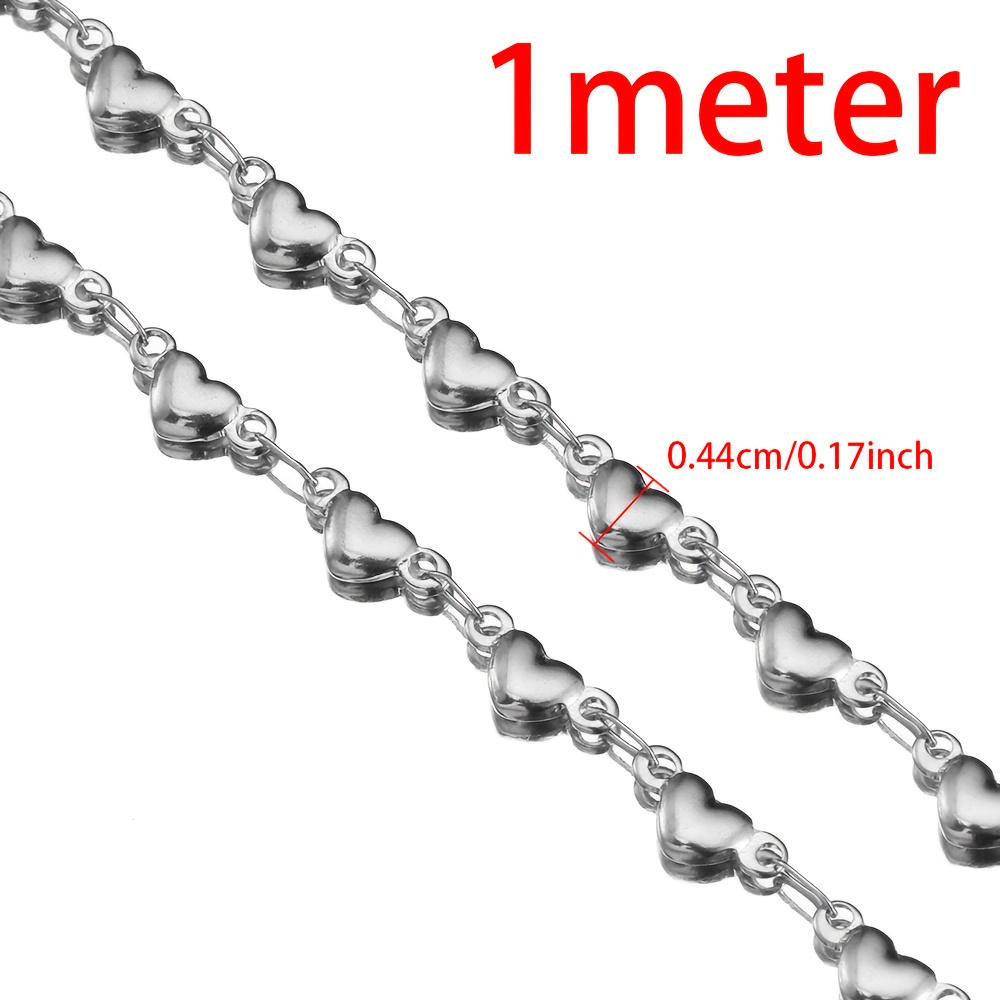 TEMU 1 mètre de chaîne connecteur cœur à double trou horizontal en acier inoxydable pour la fabrication d'accessoires de et de bracelets