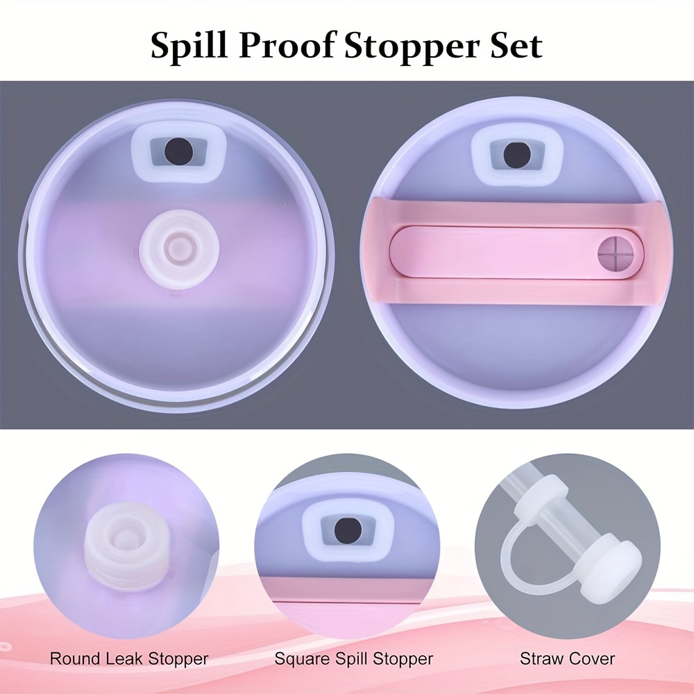 accesorios set de 9 piezas, cubierta   de silicona para   con flores 2 piezas y tapón antiderrame de silicona 3 piezas para vaso tumbler de 40oz con asa para   y 2   y 1 cepillo detalles 7