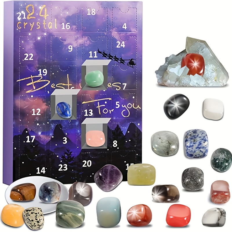 

24-day Christmas Countdown Calendar With Beautiful Stones - Versatile Holiday Decor For Home, Office & Party