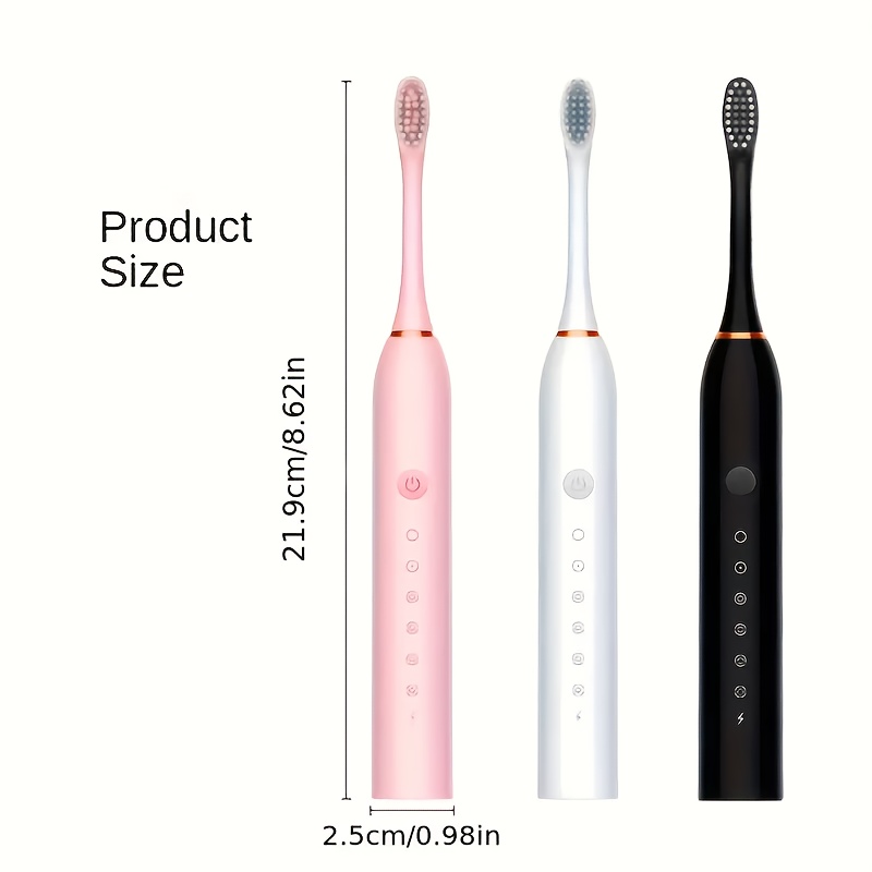 6-Speed Mode Smart Timer Electric Toothbrush, IP67 Waterproof, Rechargeable USB Portable Toothbrush for Adults, 4 Brush Heads/8 Brush Heads, Special Soft Toothbrush Father's Day Gift