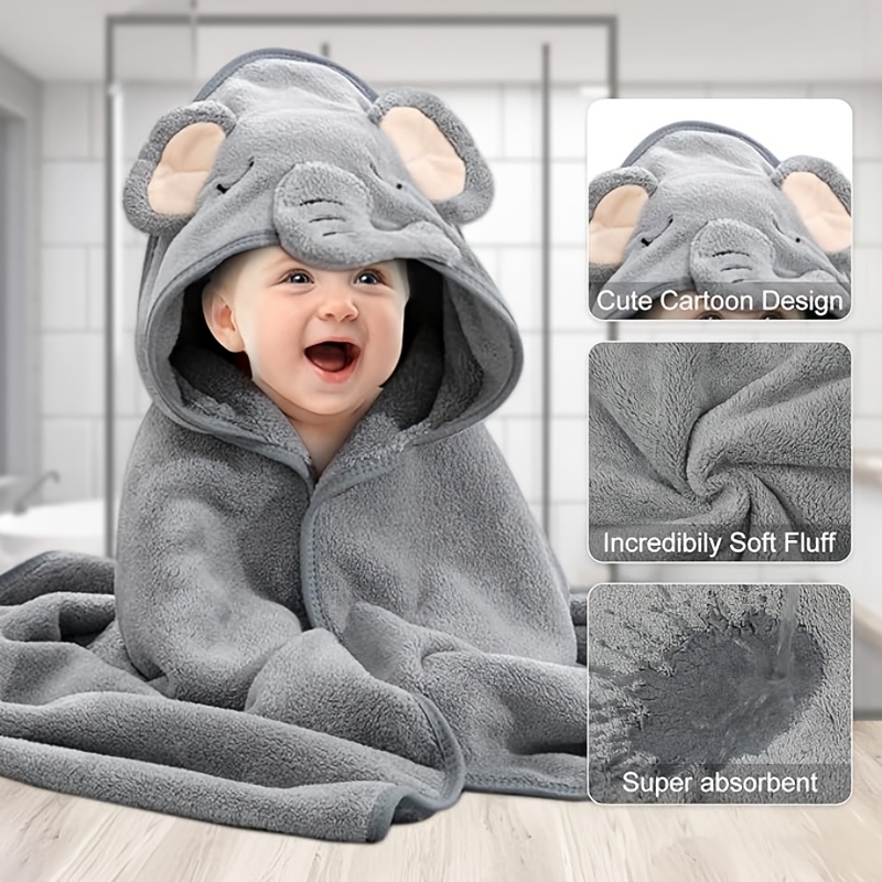 2pcs Super Absorbent Baby Bath Towels | Ultra-Fine Fiber Coral Fleece, Wearable, Embroidered, Comfortable & Durable, Ideal for 0-4 Years Boys and Girls, Perfect for Bath, Beach, Pool, Christmas, Thanksgiving, Day Gifts.