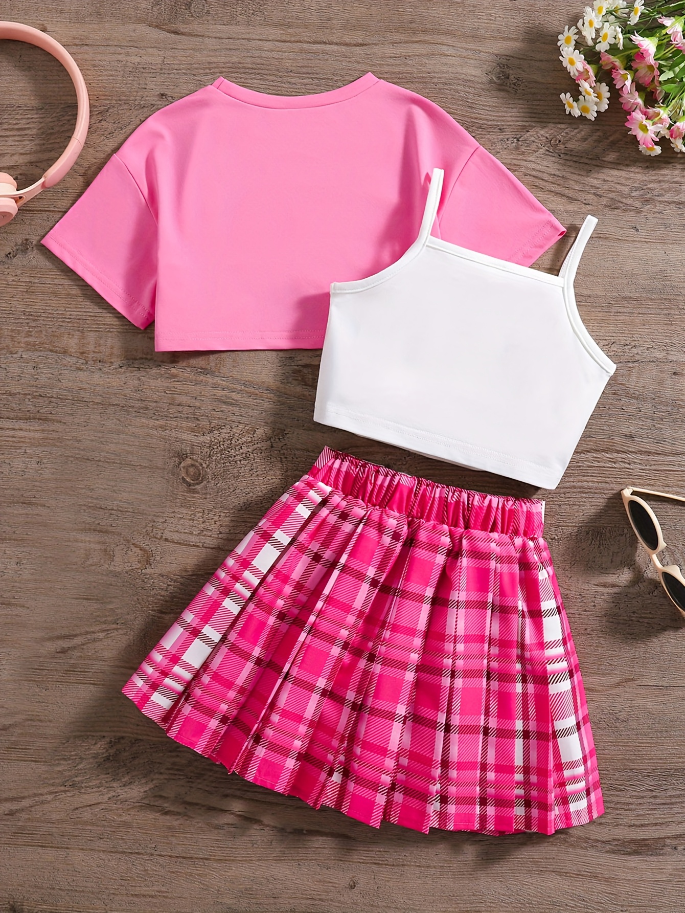 Kawaii Girl Skirt Light Pink Plaid Skirt Asjyhkr Toddler Baby