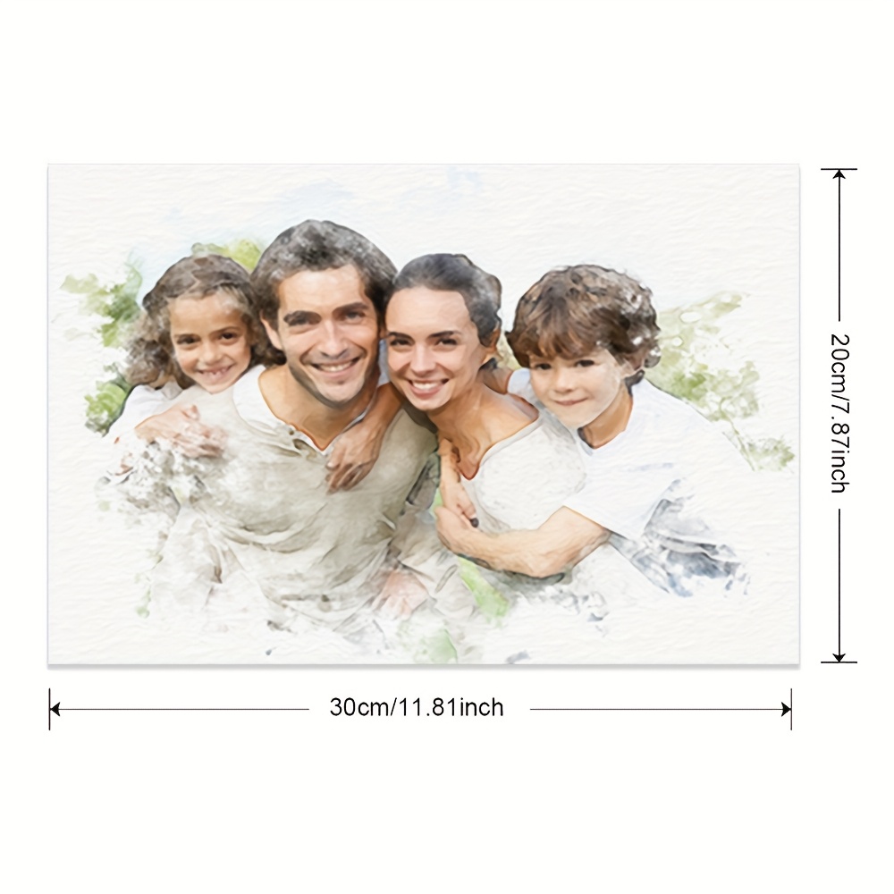 E-shop Individuelles Aquarell-Familienporträt auf Leinwand - Personalisierte Fotokunst für Wohnzimmer, Schlafzimmer, Hochzeitsdekoration - Moderner