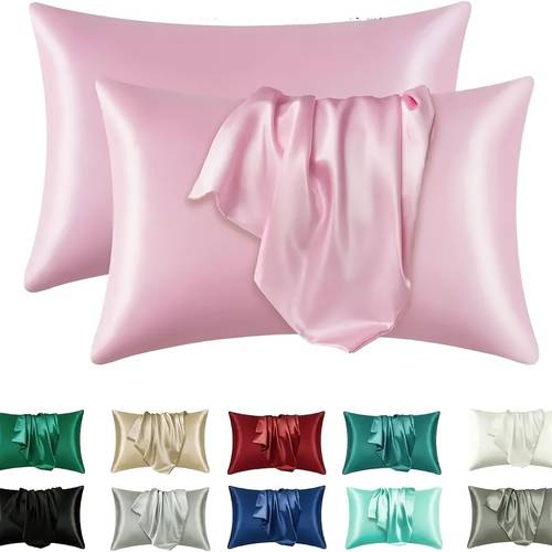 2 piece satin pillowcase set for skin and breathable smooth cooling pillow covers for sleeping