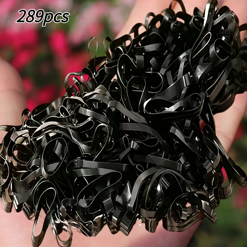 TEMU 289pcs Black Thick Widened Hair Loop, Soft And Durable Hair Accessory, Headband Tie, Suitable For Daily Ponytail, Braided Hair