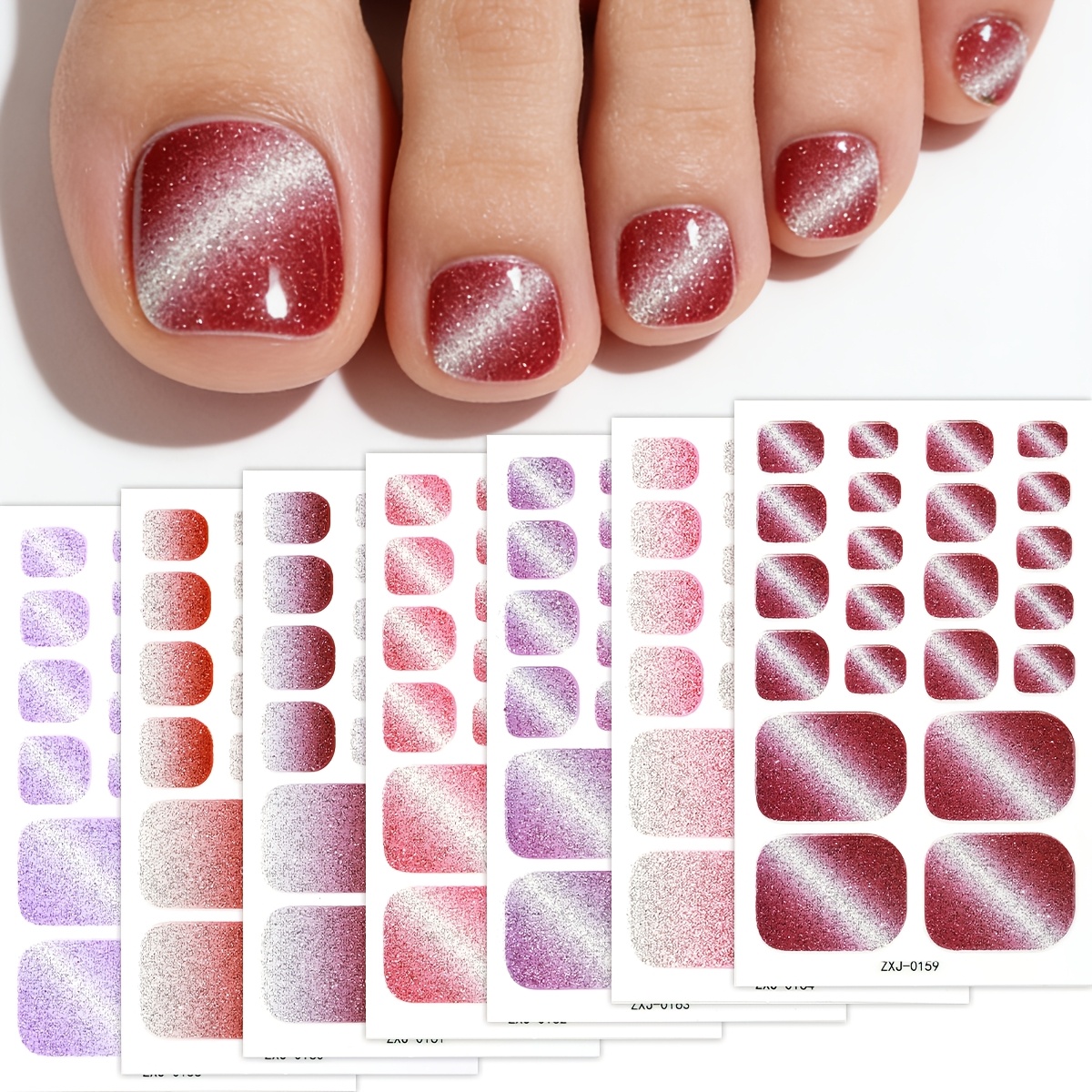 E-shop Set mit 6 Cateye Nagelstiften in Unifarben mit Gradient-Schimmer, ideal für einfache Anwendung. für die Arbeit, Urlaub, Dates und Maniküre für