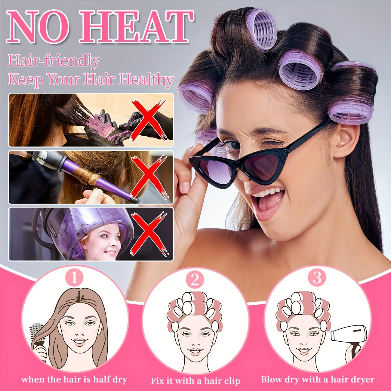 

29 Pcs Hair Roller Set Hair Curlers, Rollers For Hair Blowout Look With Stainless Steel Clips Jumbo Large Medium Hair Curlers For Short Long Hair
