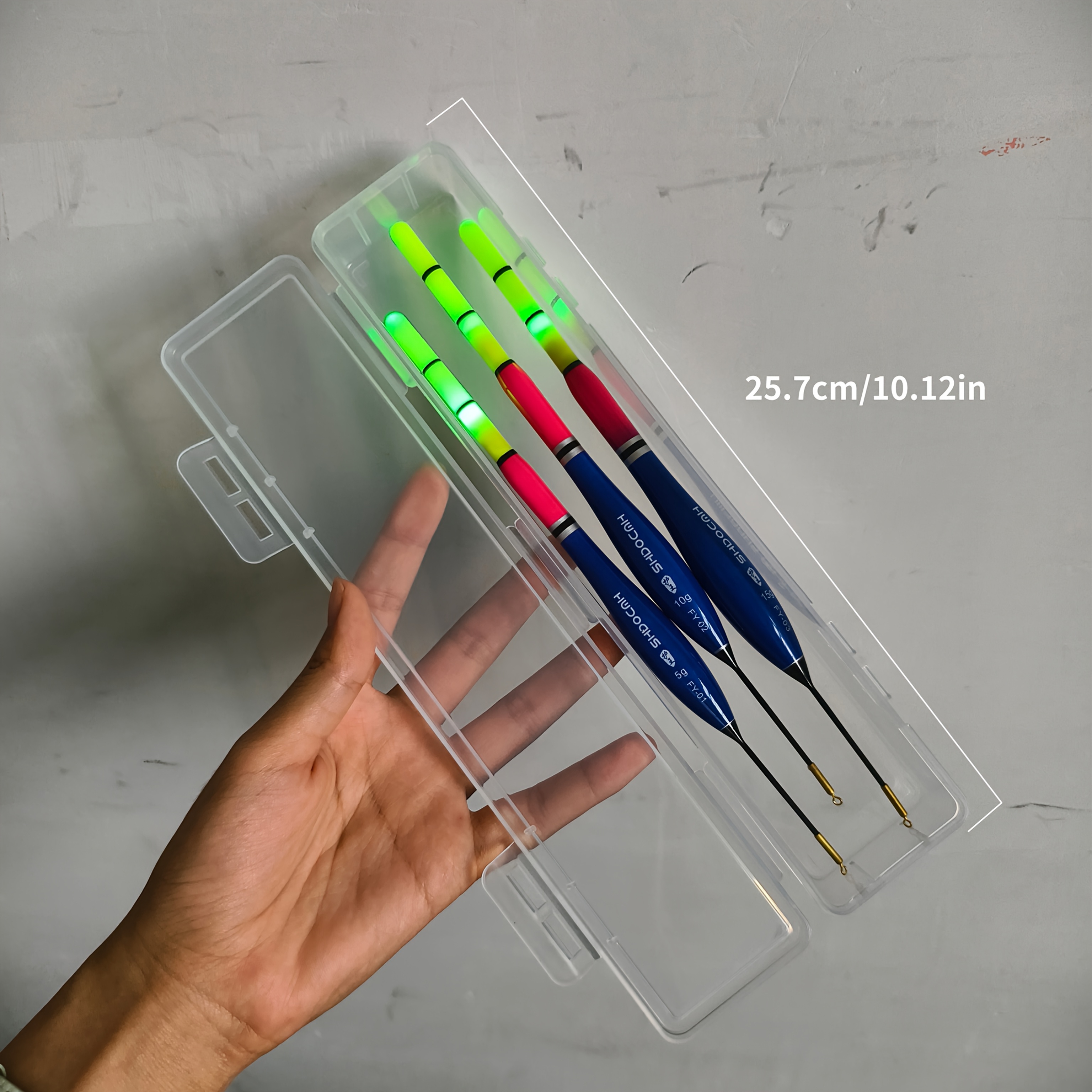 TEMU Hwdoahs 4pcs Set [3pcs Bite-hook Color-changing Electronic Floats And 1pc Abs Float Box] Float Box, Night Fishing Floats, Night Fishing Tools,