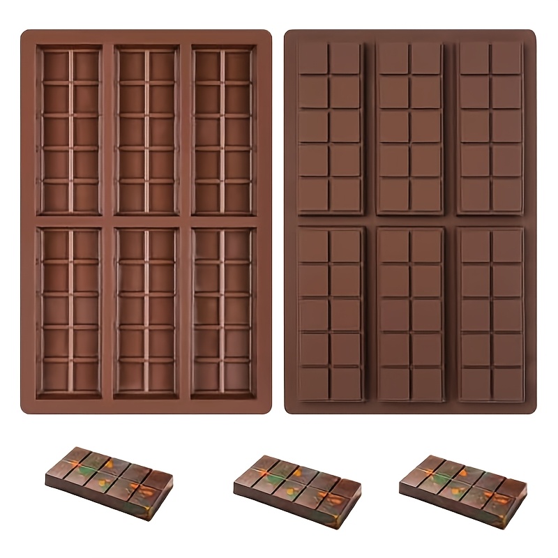 TEMU Rectangle 2pcs Durable Silicone Chocolate Bar Mold Set Create Perfectly Shaped Chocolate Halloween Christmas Easter Valentine's Day And