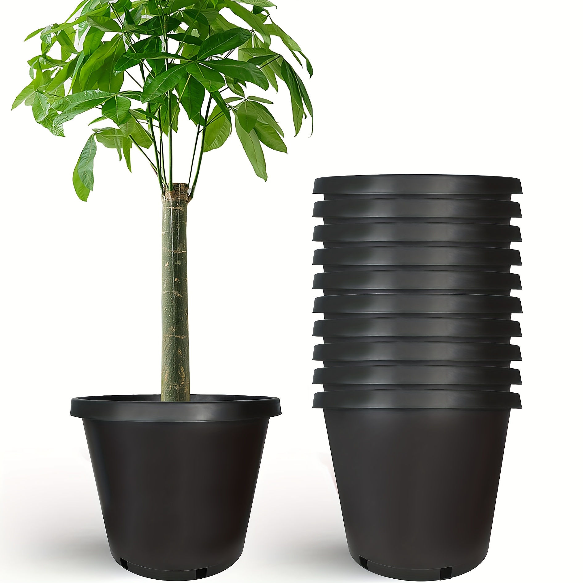 Heavy Duty Nursery Pots – Choose Your Size: 1, 2, 3, 5, 7, 10, Or 15 Gallon – Premium Black Garden Containers