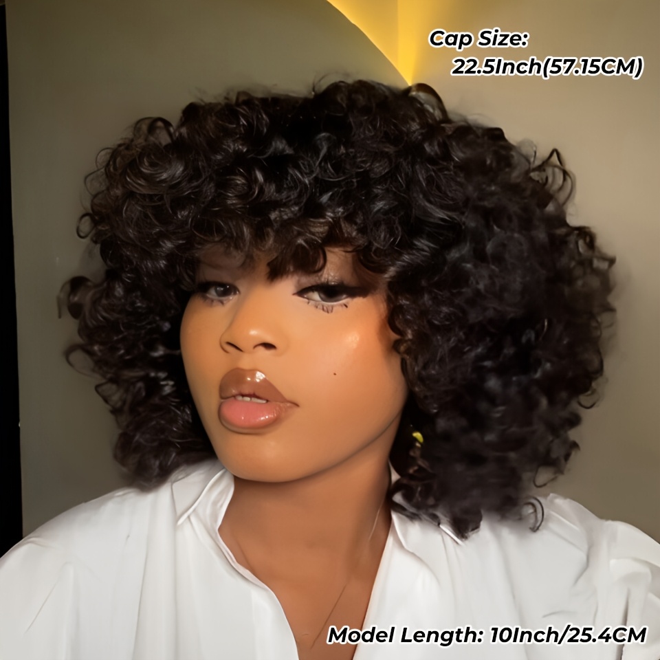 E-shop Elegante Kurze Cut Perücke Ei Bob Lockige Echthaar Perücken Sprudelnde Locken 200% Dichte Brasilianisches Haar Federnde Locken Natürlich