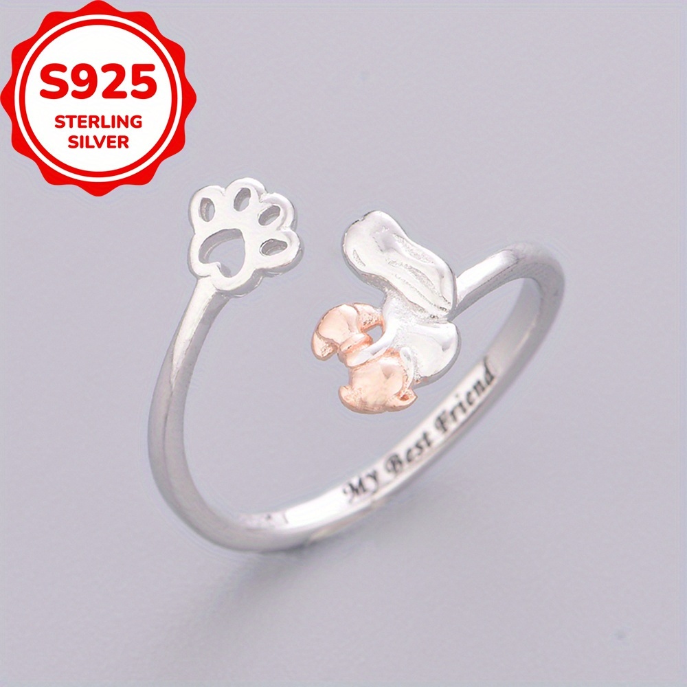 1pc 925 Silver Puppy Is Friend Adjustable Open-end Ring Suitable For Daily Wear, Holidays Or Birthdays As Gifts For Teenager, For Teenager, For Teenager