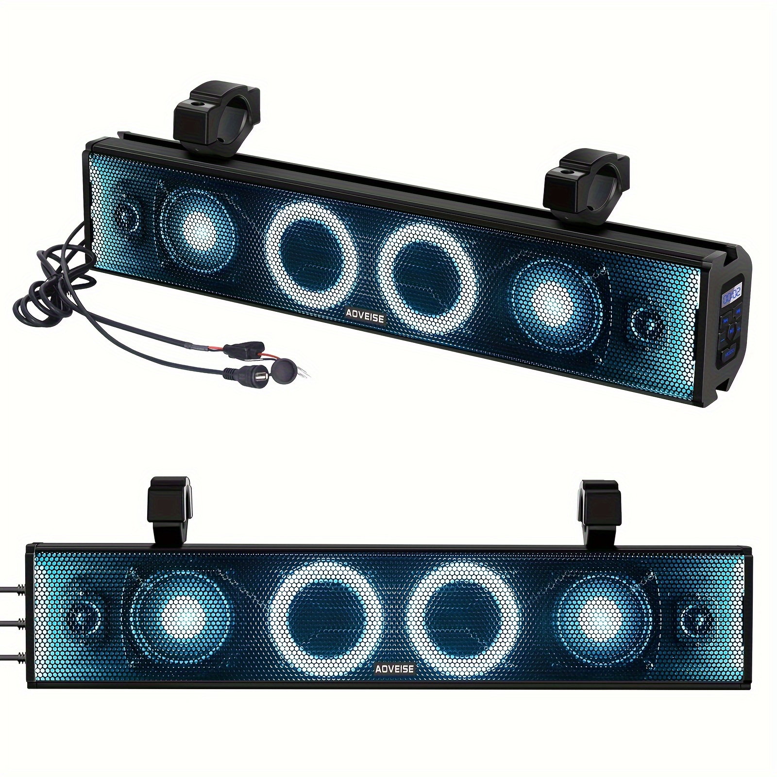 

System, Outdoor Stereo Speaker,atv Soundbar Wilreless With Rgb Lighting,usb Port, Remote Control For Atv/utv/golf Cart, Without Battery