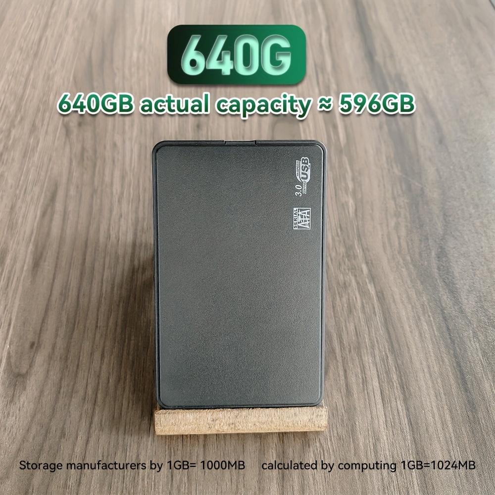 TEMU 640g Large Capacity Usb 3.0 Transmission, External Hard Drive Mechanical Hard Drive Hdd, Classic Wide Design Suitable For Desktop Computers,
