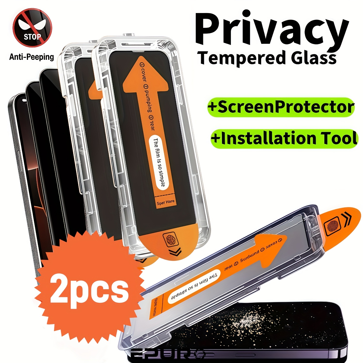 privacy tempered glass screen protector 15 pro max/16 Temu Mauritius