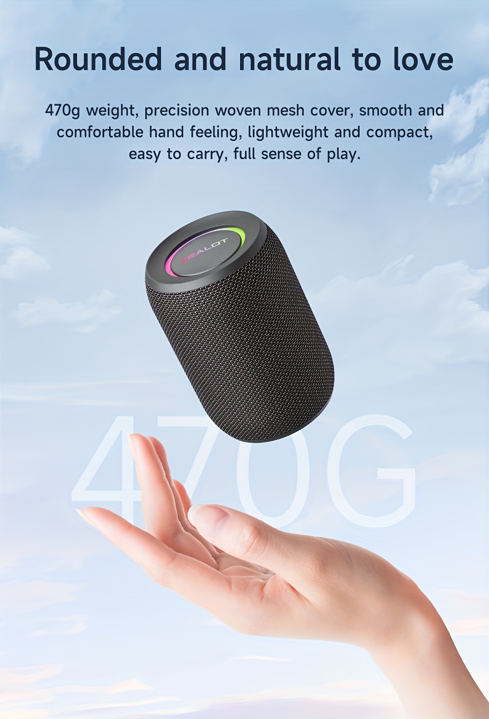 ZEALOT S32PRO Enceinte Sans Fil 15W, Basses Puissantes, Son Surround 3D, Batterie Longue Durée 3600mAh, Lumières RGB, Jusqu'à 8 Heures d'Autonomie, Compatible avec Téléphones, Tablettes, Ordinateurs et TV. SD/USB/AUX, Fonction Double Appairage Série, Idéale pour Voitures, Activités Extérieures