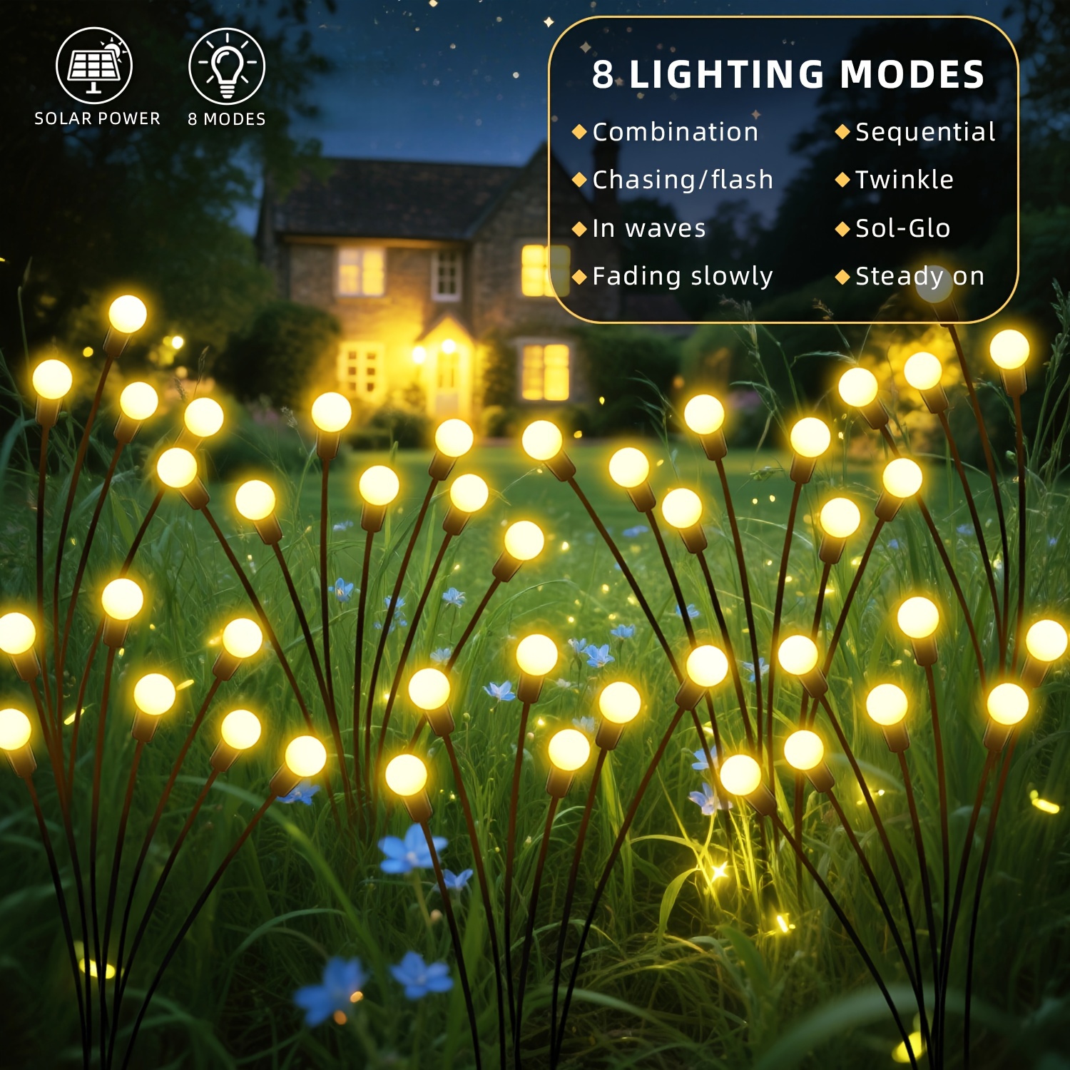 Solar Firefly Smart Light with 8 Flashing Modes