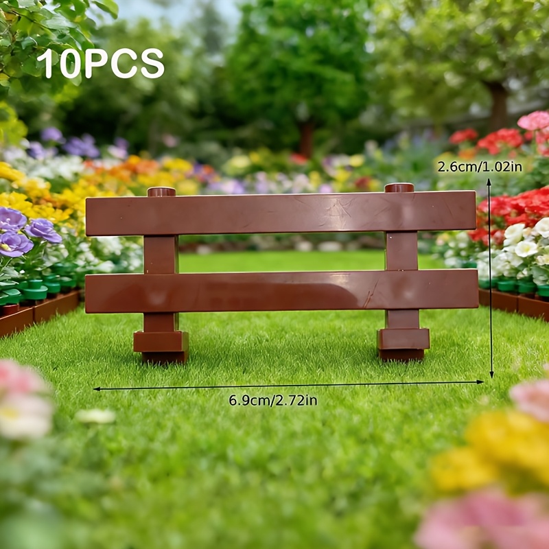 Image of 10pcs Brown Building Block Set For Farm Fence, Suitable For Diy Animal Scenes, Farm, And Educational Toys, Made Of Abs Material, Ideal Christmas And Birthday Gifts