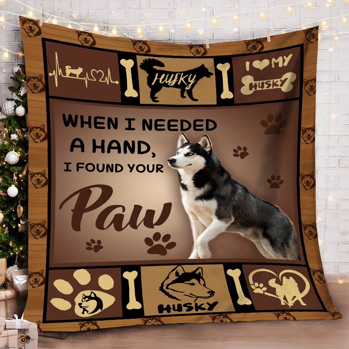 

1pc Gifts Blanket For Dog Lovers Creative Text Husky Pattern Soft Blanket Flannel Blanket For Couch Sofa Office Bed Camping Travel, Multi-purpose Gift Blanket For All Season