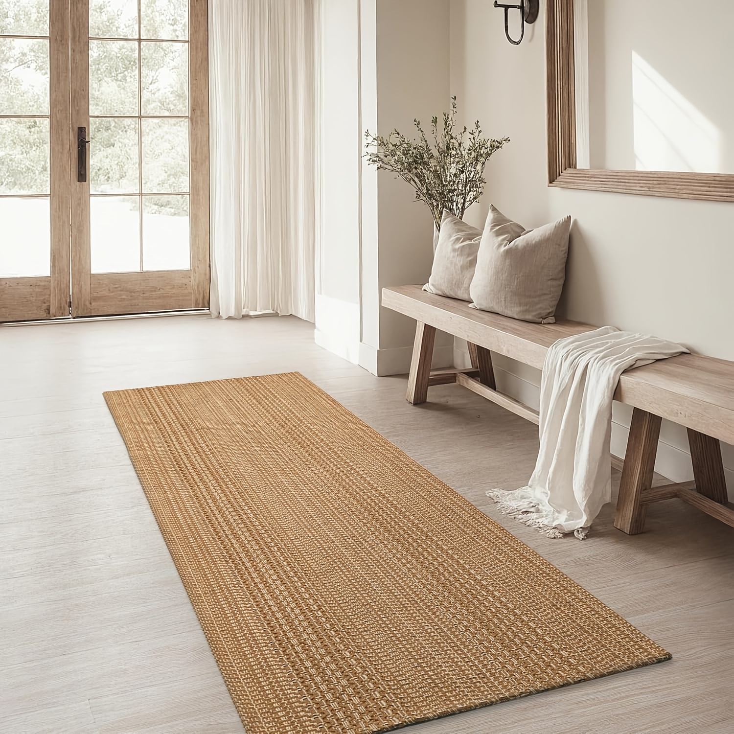 TEMU Washable Area Mat Non Slip Rubber Backed Living Room Rugs Braided Woven Cotton Kitchen Rugs Indoor Entryway Mat Floor Mat For Dining Living Room Bedroom