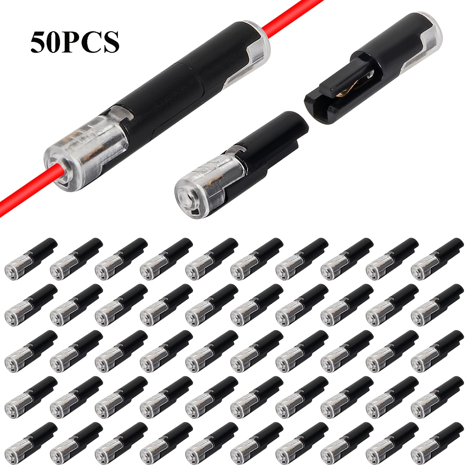 Image of 50pcs Quick Wiring Terminals 1-pin 1 In 1 Out No Stripping No Soldering Insulated D1 Wiring Terminals Led Strip Car Wire Connector Terminals