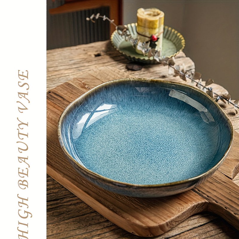 Image of Ceramic Deep Plates With Unique Irregular - Gradient Color, Durable Ceramic For Salads, Soups, Vegetables - Perfect For Home & Restaurant Use, Salad Serving Plate, Highquality Finish