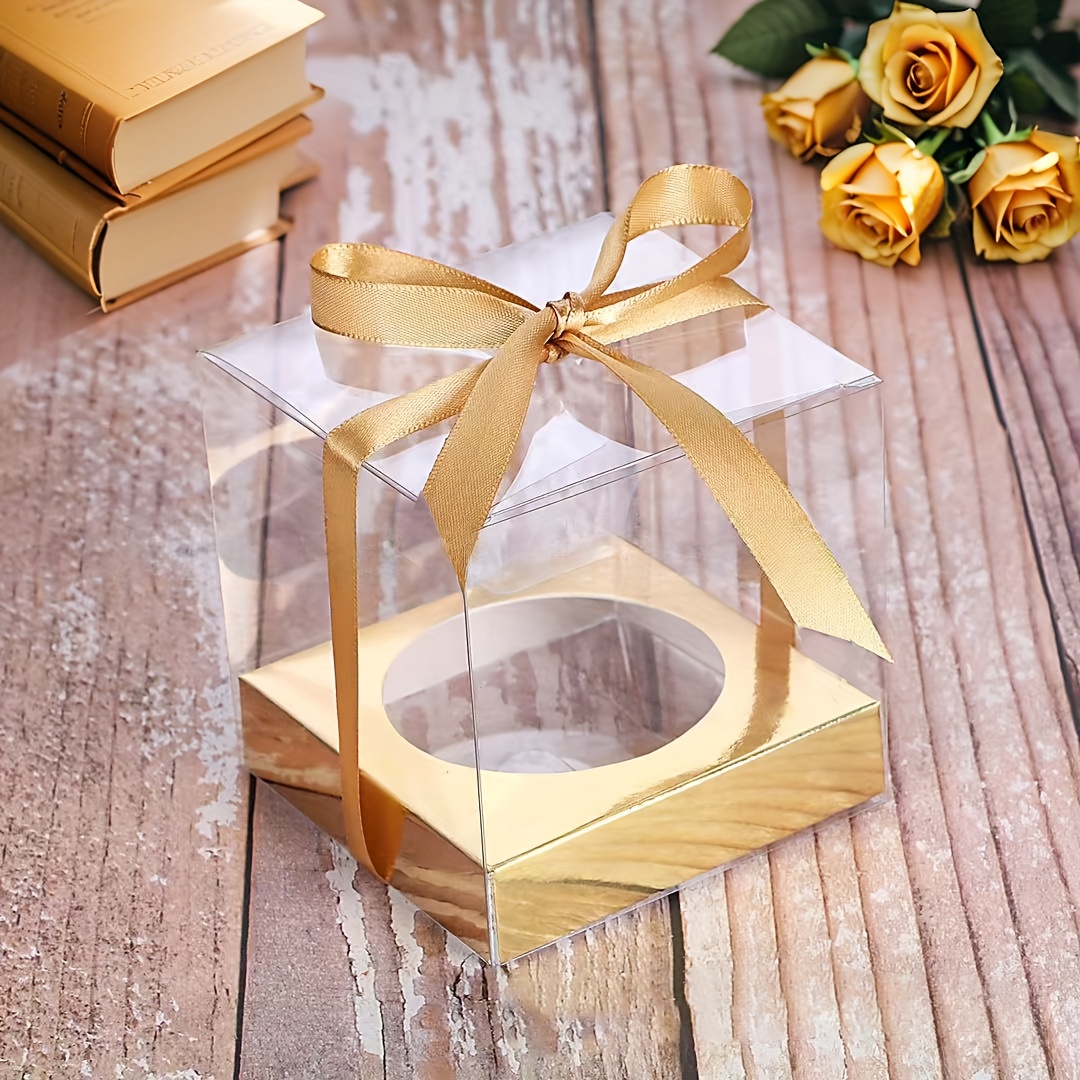 12 Quadratische Geschenkboxen Mit Deckel – 15x15x15 Cm, Gold, Aus Stabilem Recyclingpapier, Mit Schleife, Für Geburtstage, Hochzeiten