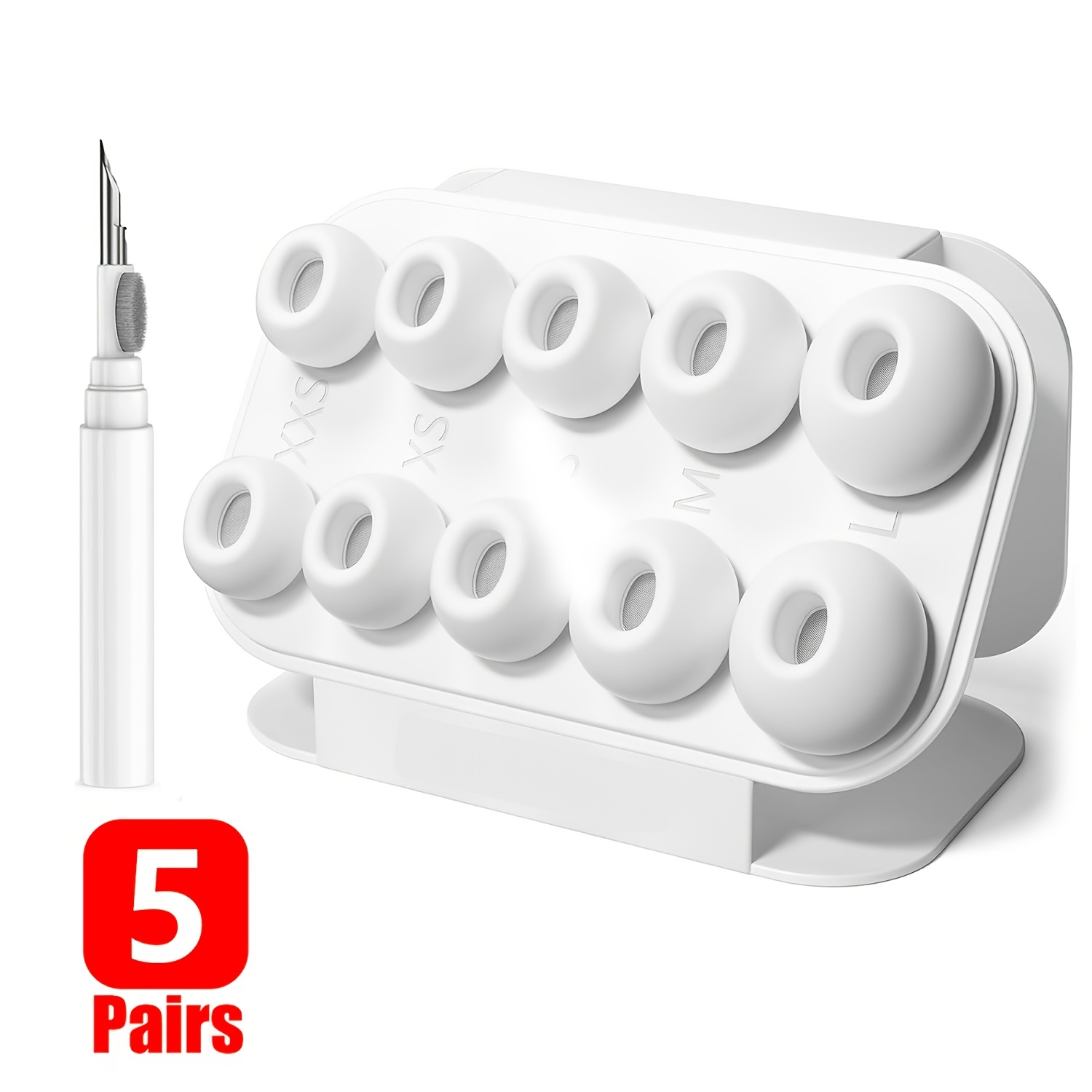 TEMU [5 Pairs] Replacement Ear Tips For (2025), Silicone Ear Tips - 5 Sizes (xxs/xs/s/m/l)