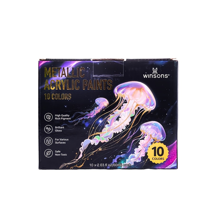TEMU 10pcs Of Acrylic Pearlescent Paint, 2.03oz, Macaron Metallic Pearlescent Waterproof Colorful Bright, Handmade Diy Student Hand-painted Mural