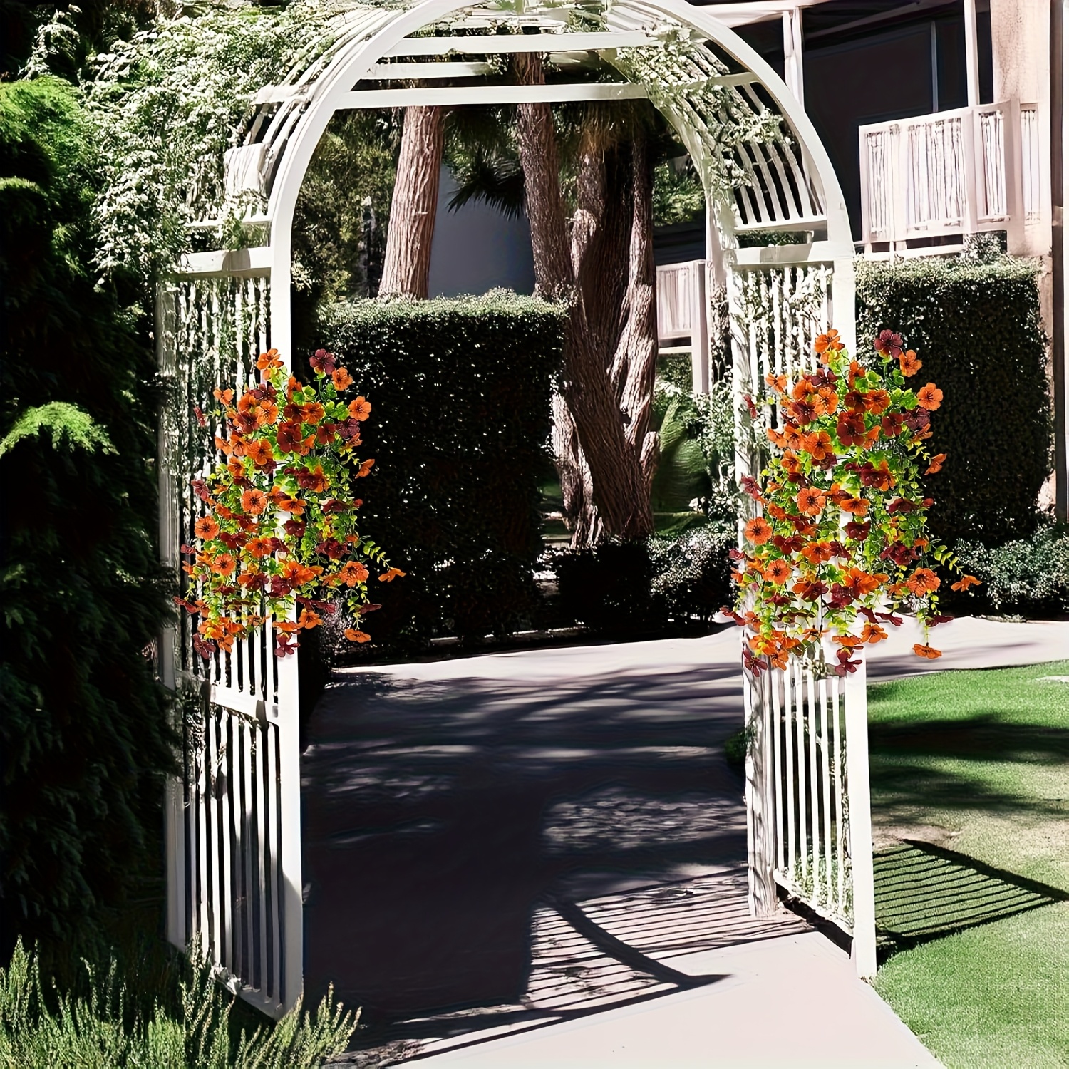 2pcs artificial hanging daisy plants uv resistant spring decoration suitable for indoor outdoor home porch or     in white potted plants durable plastic flowers
